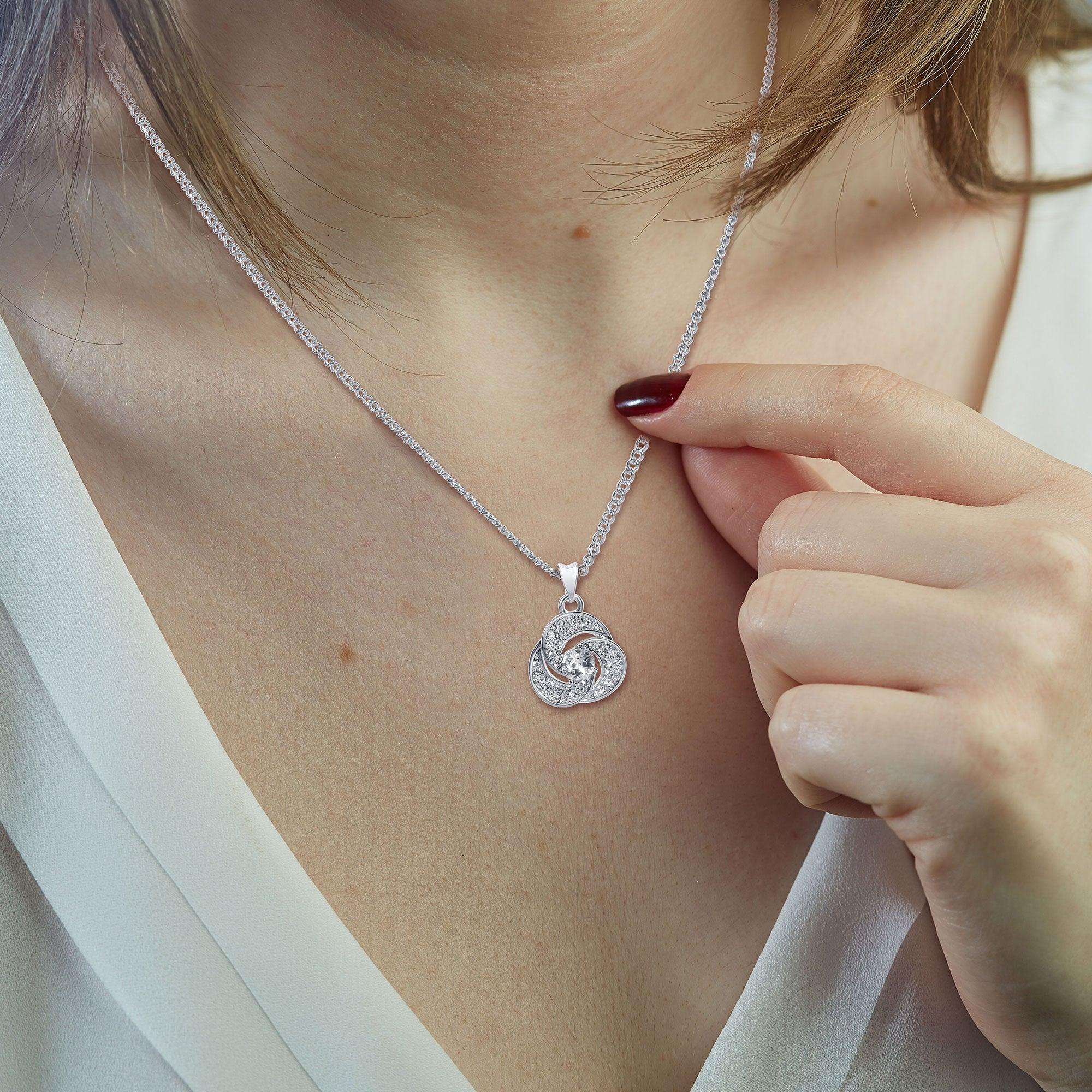 TRYNDI™ To My Mommy Love Knot Necklace With Authentic Swarovski Crystals