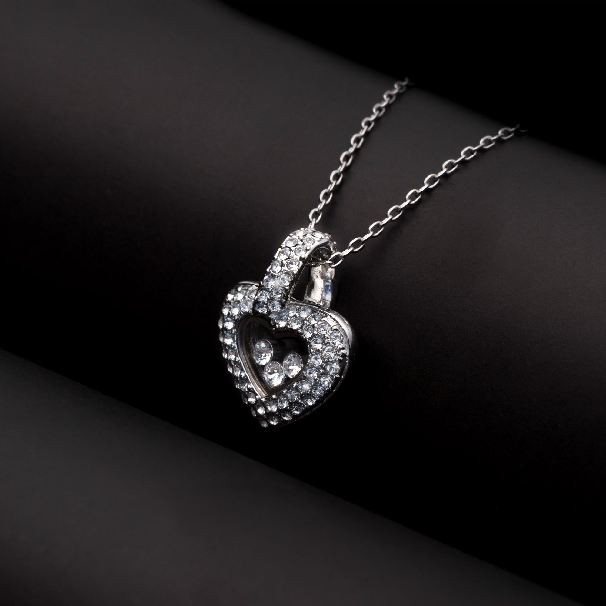 TRYNDI™ To My Mommy Floating Heart Necklace With Authentic Swarovski Crystals