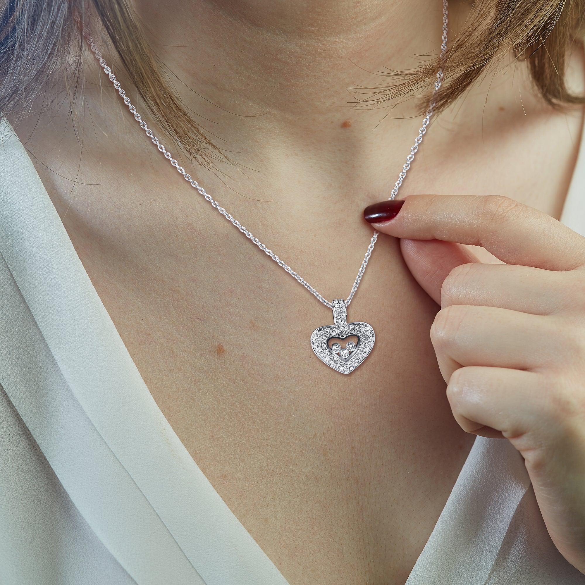 TRYNDI™ To My Mommy Floating Heart Necklace With Authentic Swarovski Crystals