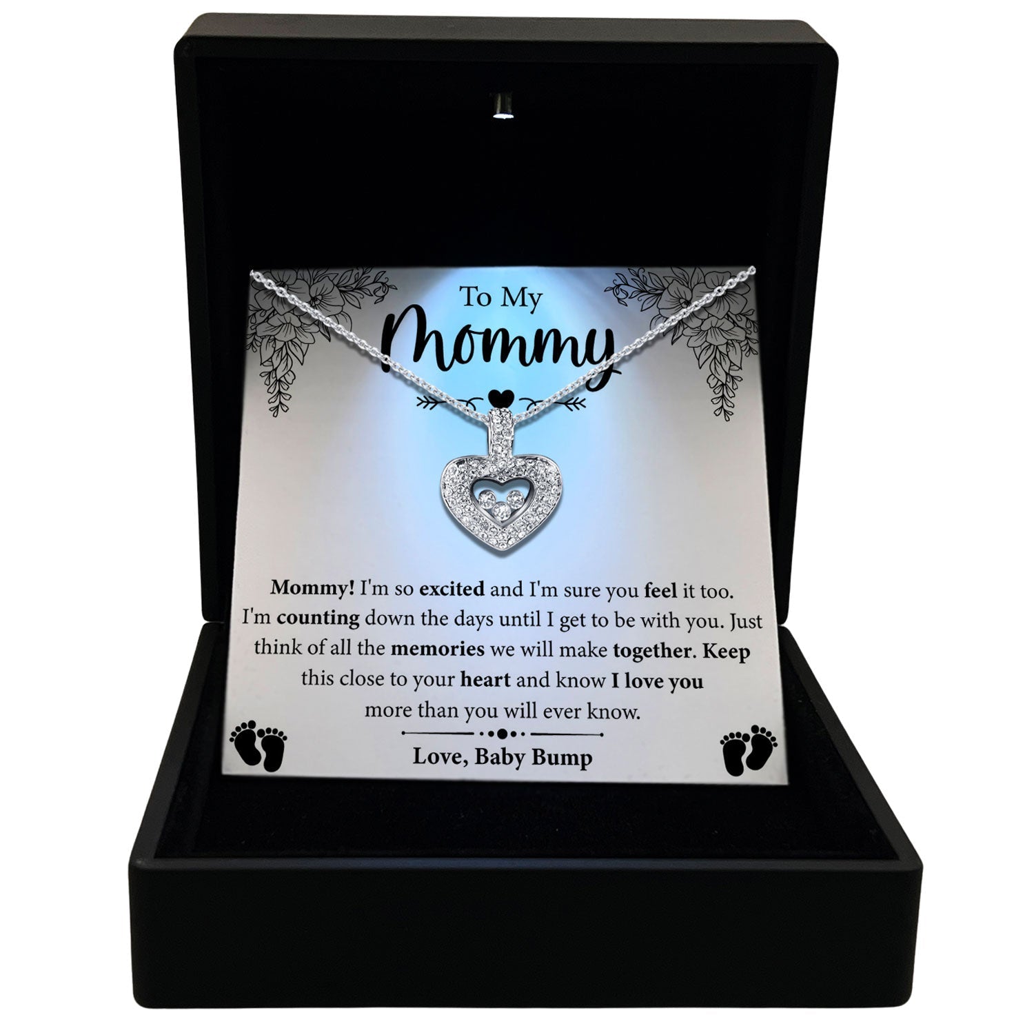 TRYNDI™ To My Mommy Floating Heart Necklace With Authentic Swarovski Crystals