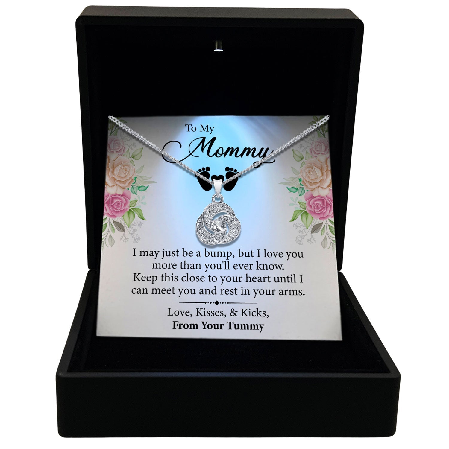 TRYNDI™ To My Mommy Love Knot Necklace With Authentic Swarovski Crystals