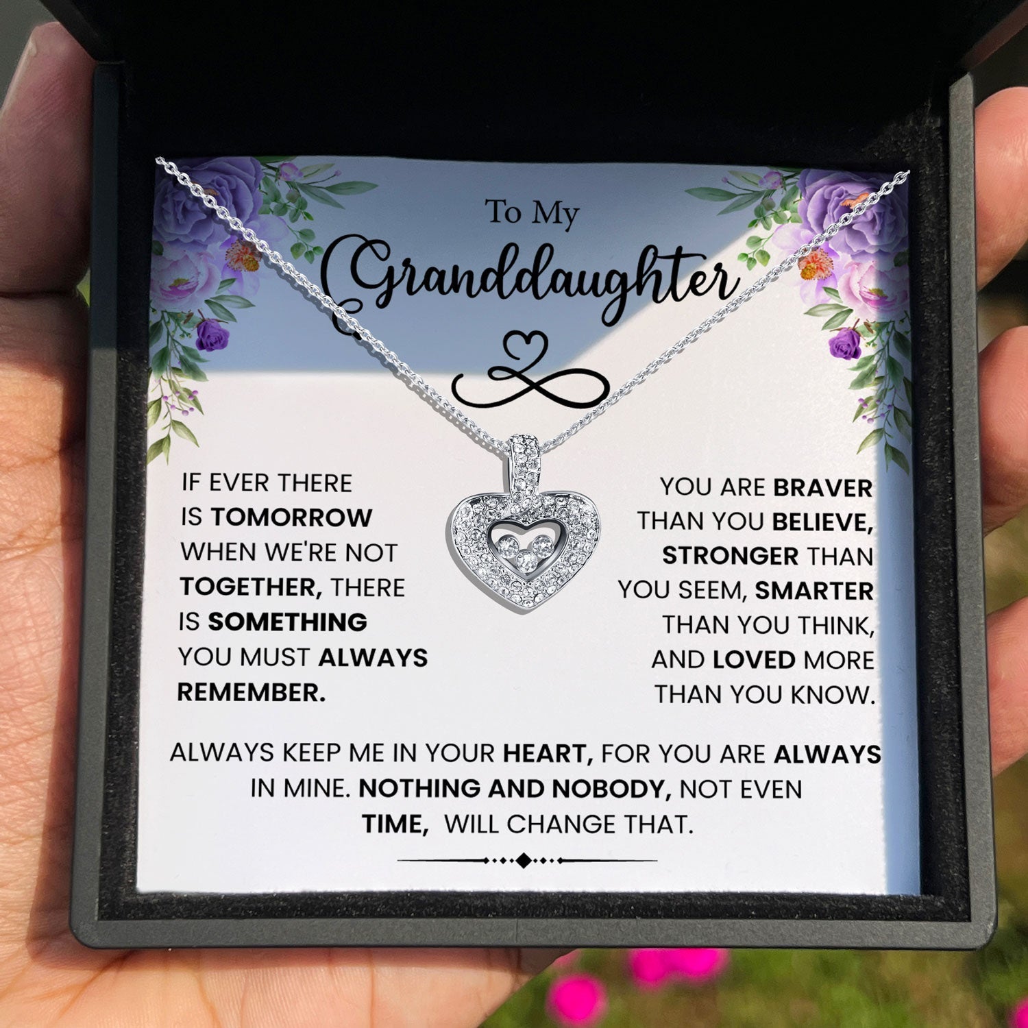To My Granddaughter - Always Keep Me In Your Heart - Tryndi Floating Heart Necklace