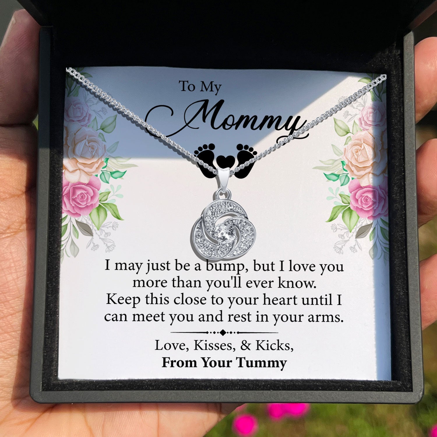 TRYNDI™ To My Mommy Love Knot Necklace With Authentic Swarovski Crystals