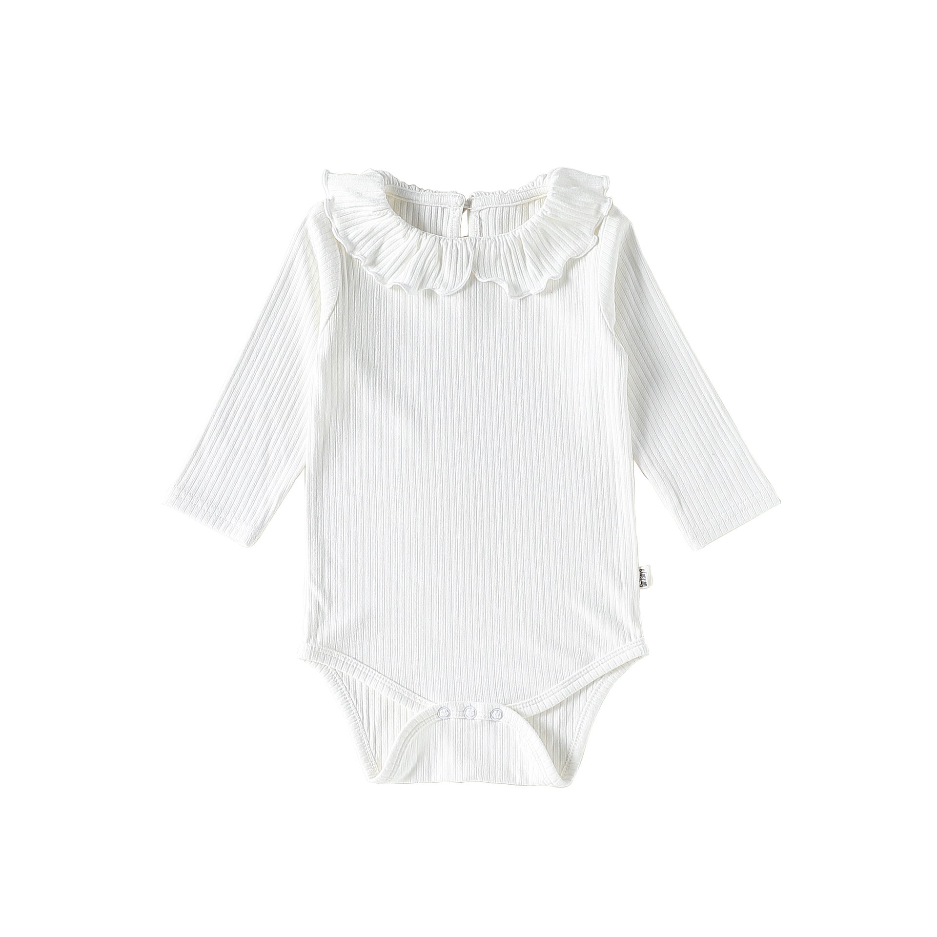 MyKids-USA® Baby Girls Long Sleeves Solid Color Bodysuit with Collar